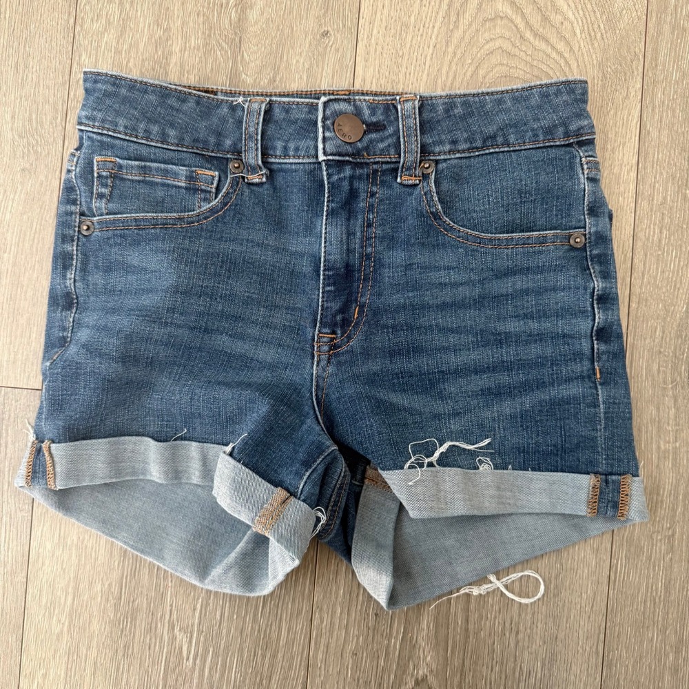 AERO‎ by Aeropostale Womens Denim Shorts Size 4 High Rise Cuffed Blue Jean